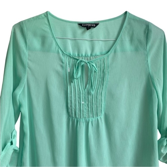 Express Mint Lightweight Women's Blouse Size Small Office Teacher Casual - Picture 6 of 6